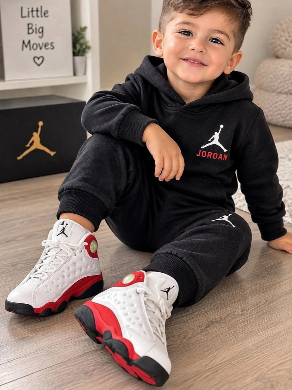 Jordan 13 Retro Kids White & Red Size US 11.5C Like New